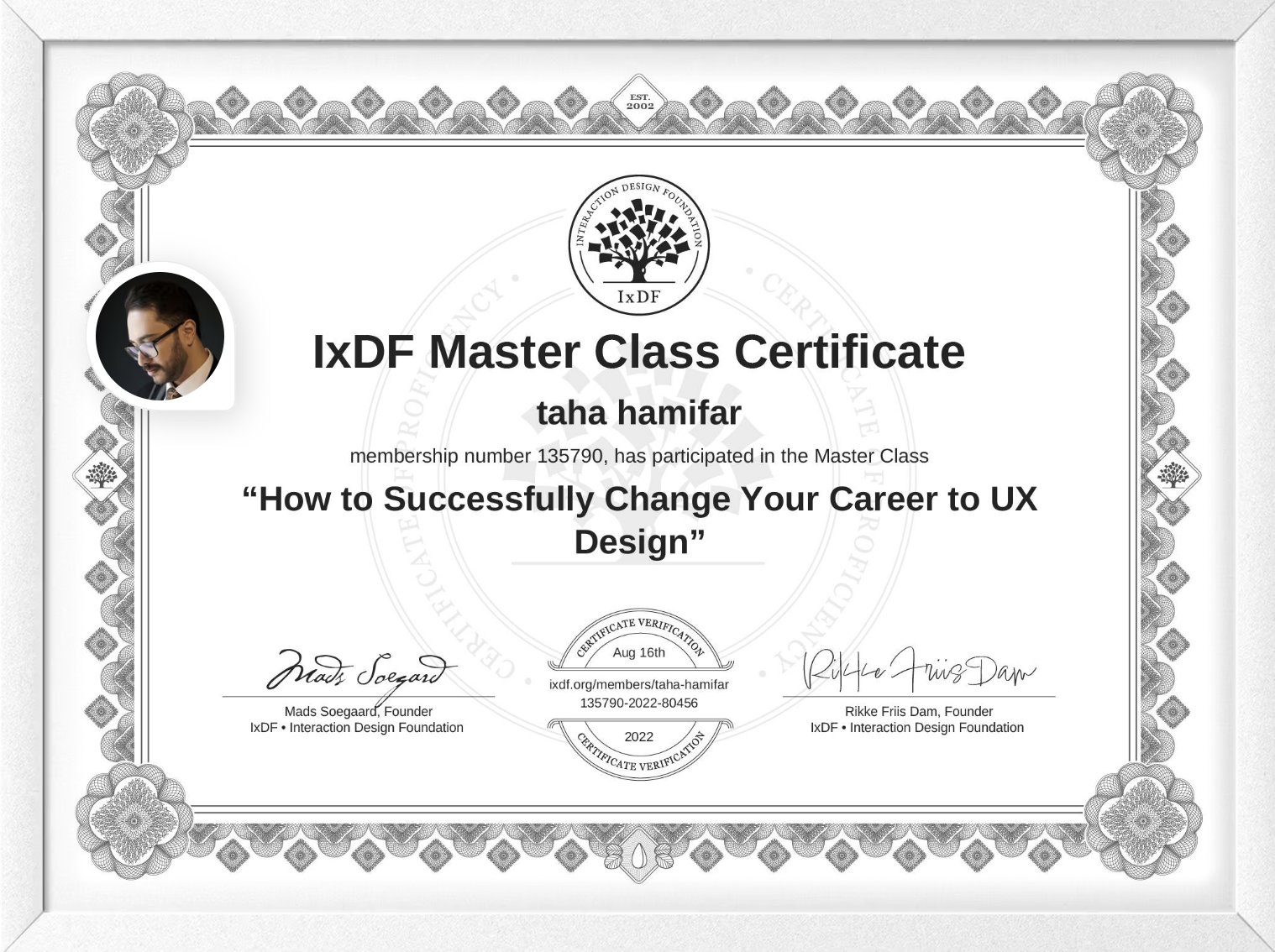 How to Successfully Change Your Career to UX Design certificate issued by Interaction Design Foundation