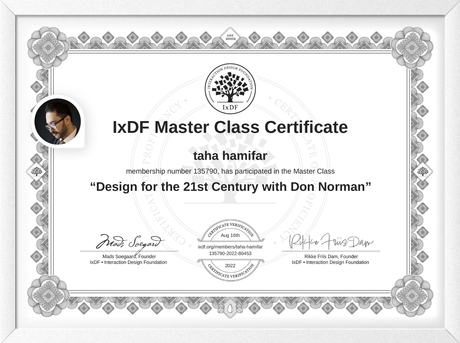 Design for the 21st Century with Don Norman certificate issued by Interaction Design Foundation
