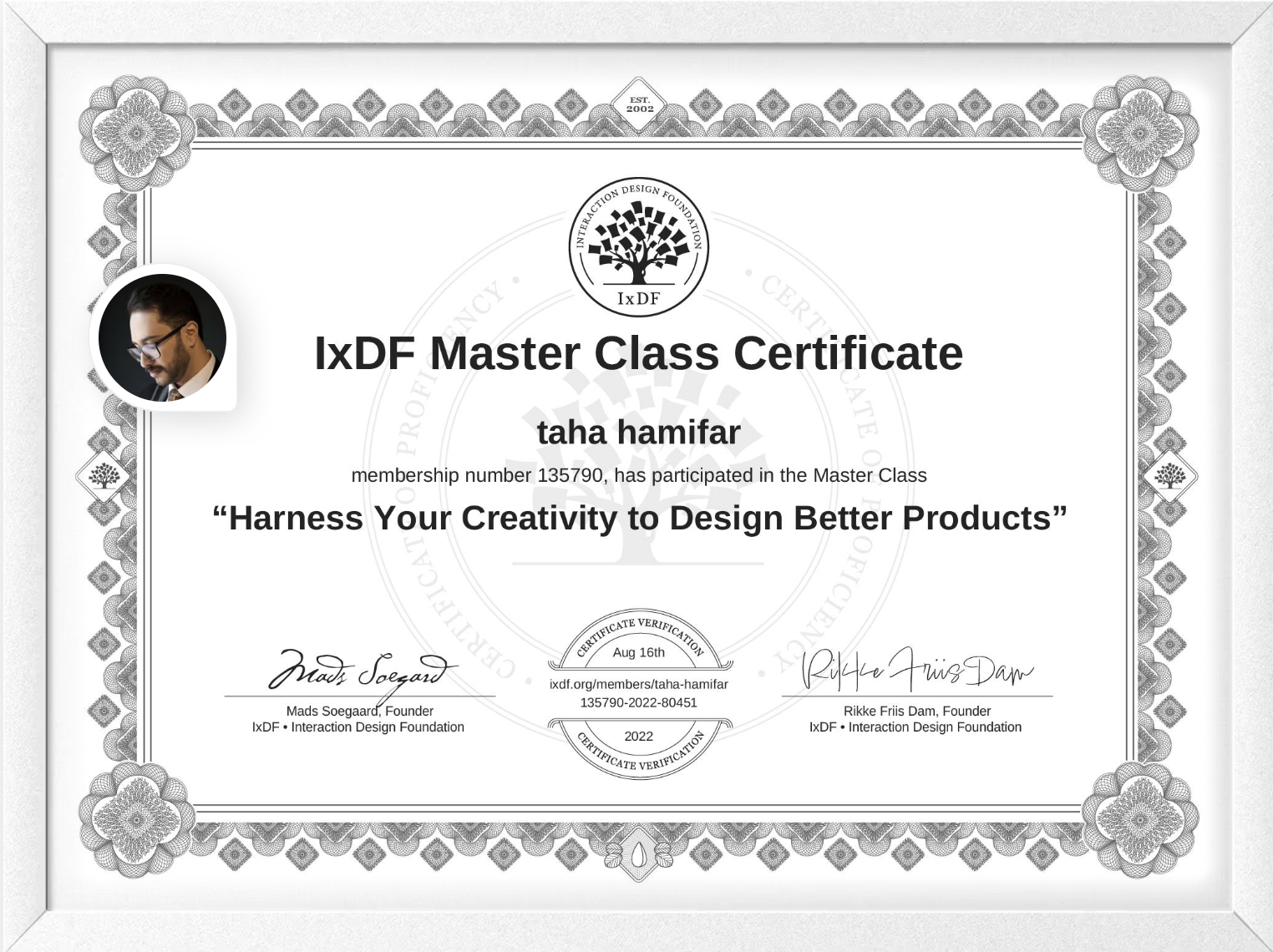 Harness Your Creativity to Design Better Products certificate issued by Interaction Design Foundation