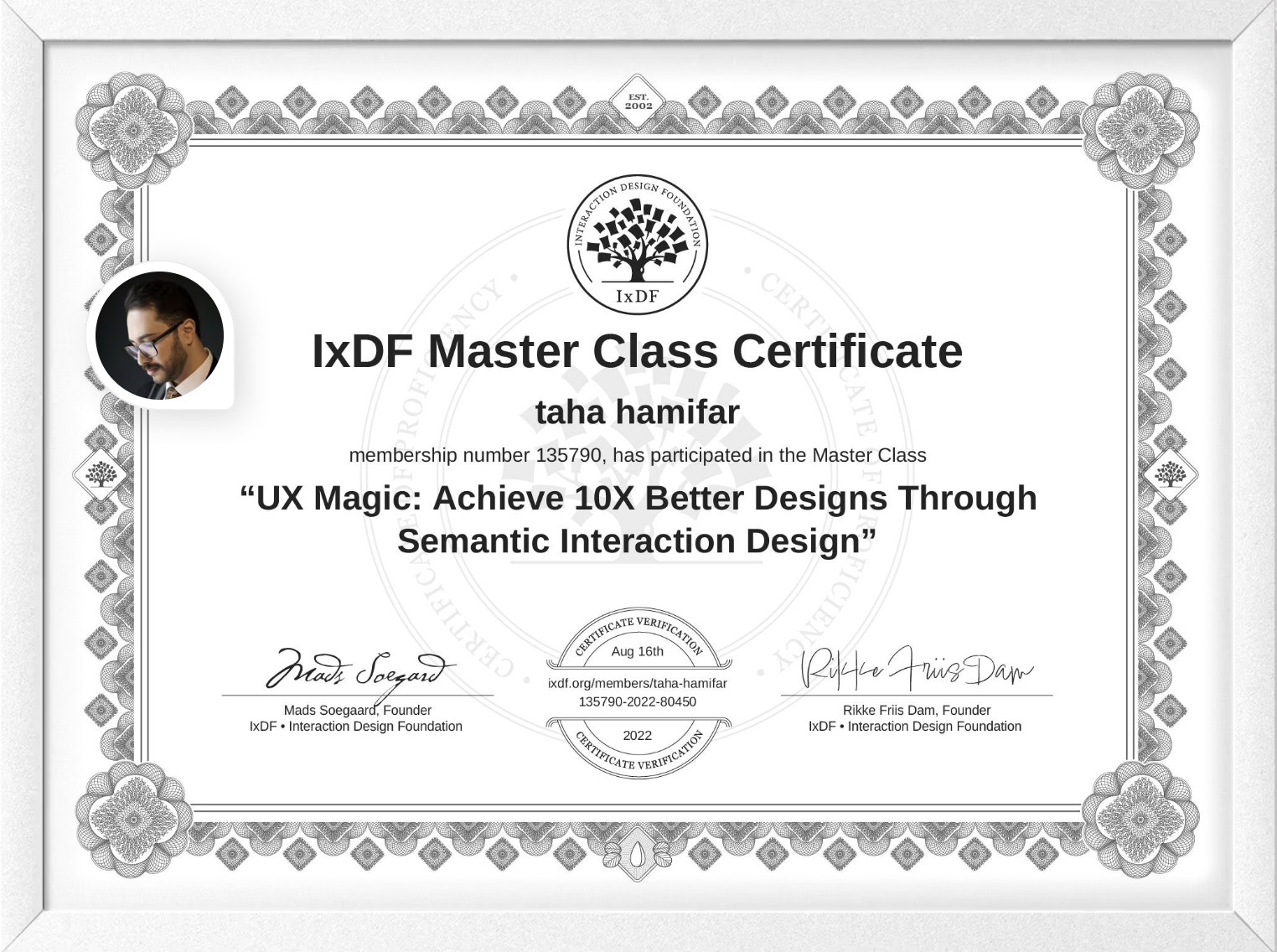 UX Magic: Achieve 10X Better Designs Through Semantic Interaction Design certificate issued by Interaction Design Foundation